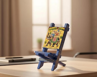 Wooden Mobile stand Mobile holder Hand painted Cellphone stand folding stand for Office desk decor Gift for him father's day gift Boho style