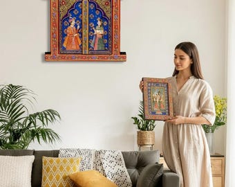 Wooden Jharokha Hand-painted Wall Mounted Jharokha Mirror Frame Rajasthani Decor Indian Wall Photo frame Jharokha Decor Window Frame