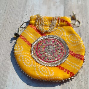 Pack of 100 Bandhej Potli bag Clutch Purse Drawstring bag Pooja bag Party favors gift bag Indian gift Wedding favor gift Diwali gift