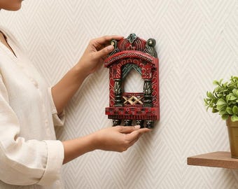 Wooden Jharokha 10 Inch Traditional Jharokha Indian Wall Mirror frame Photo frame Wall Mounted Jharokha Rajasthani Decor Entryway Wall Frame