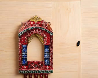 Wooden Jharokha Indian Wall Hanging Decor Wall mounted Traditional Jharoka Mirror photo frame Gift