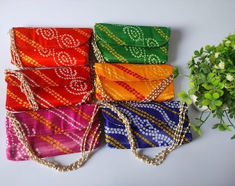 Pack of 100 Bandhej Clutch Purse Handbags Bulk return gifts Indian Wedding favor gifts Pooja return gifts Party favor gifts Diwali gifts