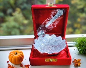 Pack of 100 Silver plated Lotus Gift Bowl Set Wedding Return gift Party Favors gift Indian Bulk return gifts Pooja return gifts Diwali gifts