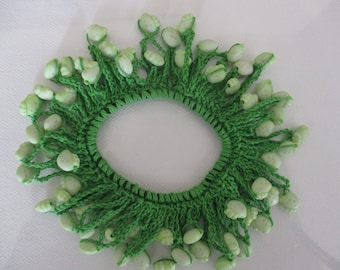 SCRUNCHIE Crocheted Beaded Hair Jewelry Crochet ponytail holder hair tie