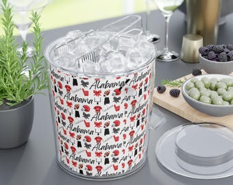 Alabama Football Inspired Ice Bucket with Tongs | Roll Tide | Tailgate Party | Lake | Boat Icons Party Cooler