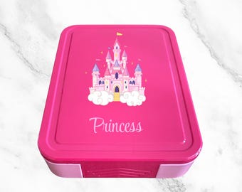 Personalized Princess Castle Lunch Box: Pink Bento Box for Girls