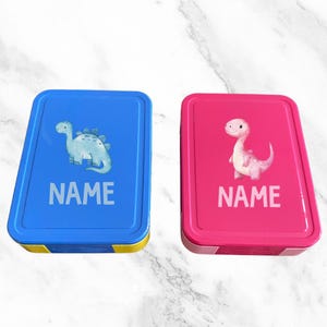 Boîte à lunch personnalisée/boîte à collation dinosaure | Boîte à lunch bento avec nom personnalisé pour garçon et fille | Parfait pour l'école, la crèche ou un accessoire de voyage