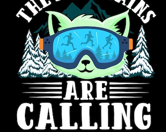 The Meowtains Running T-Shirt Design - Fun & Whimsical Cat Art