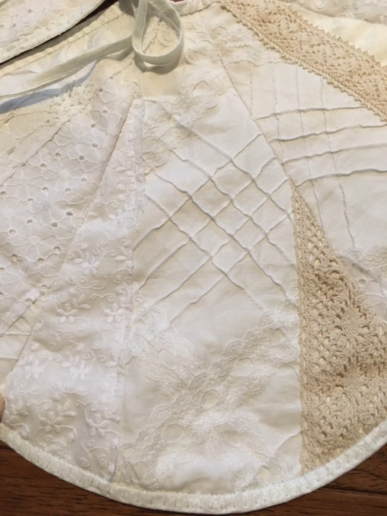 Cotton and Lace and Wooden Buttons Christmas Treeskirt