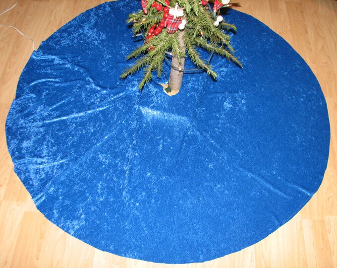 Royal Blue Crushed Velvet Christmas Tree Skirt FREE USA Ship Etsy