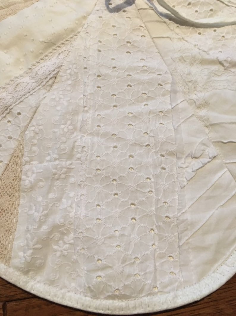 Cotton and Lace and Wooden Buttons Christmas Treeskirt