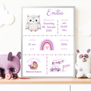 Regalo personalizado para nacimiento, tablero de nacimiento, póster de nacimiento, anuncio de nacimiento, foto de nacimiento, regalo de nacimiento, bautismo, recién nacido, bebé