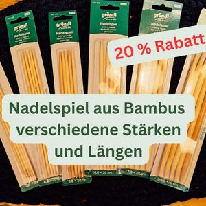 Nadelspiel aus Bambus von Gründl, 5 Stricknadeln, Sockenstricknadeln, Stricknadeln, 15 cm und 20 cm, Doppelspitze, Markenqualität von Gründl