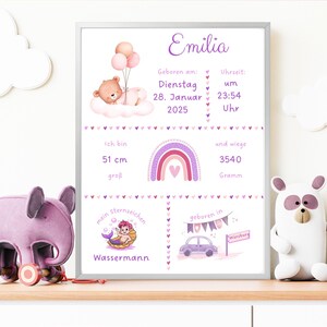 Regalo personalizado para nacimiento, tablero de nacimiento, póster de nacimiento, anuncio de nacimiento, foto de nacimiento, regalo de nacimiento, bautismo, recién nacido, bebé