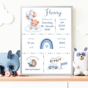 Regalo personalizado para nacimiento, tablero de nacimiento, póster de nacimiento, anuncio de nacimiento, foto de nacimiento, regalo de nacimiento, bautismo, recién nacido, bebé