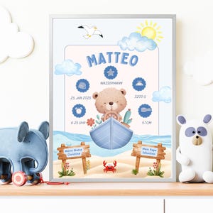 Regalo personalizado para nacimiento, tablero de nacimiento, póster de nacimiento, anuncio de nacimiento, foto de nacimiento, regalo de nacimiento, bautismo, recién nacido, bebé