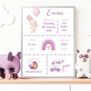 Regalo personalizado para nacimiento, tablero de nacimiento, póster de nacimiento, anuncio de nacimiento, foto de nacimiento, regalo de nacimiento, bautismo, recién nacido, bebé