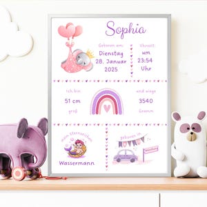 Regalo personalizado para nacimiento, tablero de nacimiento, póster de nacimiento, anuncio de nacimiento, foto de nacimiento, regalo de nacimiento, bautismo, recién nacido, bebé
