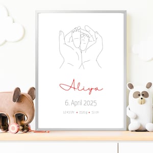 Regalo personalizado para nacimiento, minimalista, tablero de nacimiento, póster de nacimiento, anuncio de nacimiento, bautismo, póster de nacimiento, recién nacido, bebé