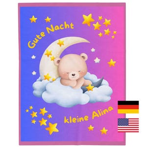 Fluffy baby plush blanket with desired name | Personalized cuddly blanket for baby boys girls I birth initial equipment
