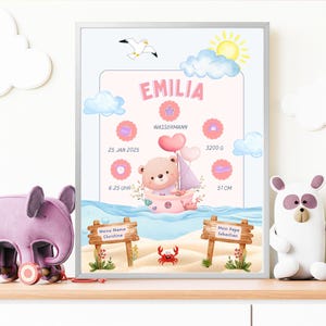 Regalo personalizado para nacimiento, tablero de nacimiento, póster de nacimiento, anuncio de nacimiento, foto de nacimiento, regalo de nacimiento, bautismo, recién nacido, bebé