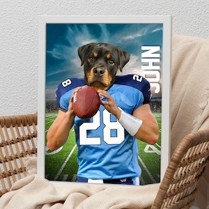 Any American Football Team Custom Pet Portrait, NFL, Custom Tennessee Titans Pet Portrait, Jersey Dog, Football Lover Gift, Gift for Coach
