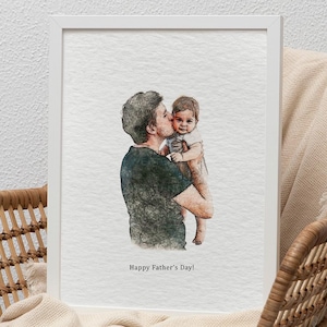 Portrait personnalisé pour la fête des pères, cadeau papa personnalisé, souvenir de famille, photo de famille pour la fête des pères, cadeau unique pour papa, portrait de deux papas