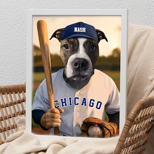 Custom Baseball Pet Portrait: Funny Dog in Jersey (Digital Download)