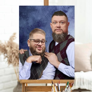 Custom Step Brothers Portrait, 2 Person Custom Step Brothers Poster, Family Portrait, Weird Best friend Portrait, Christmas Gift, Couple
