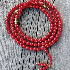 8mm Coral And Gold Mala