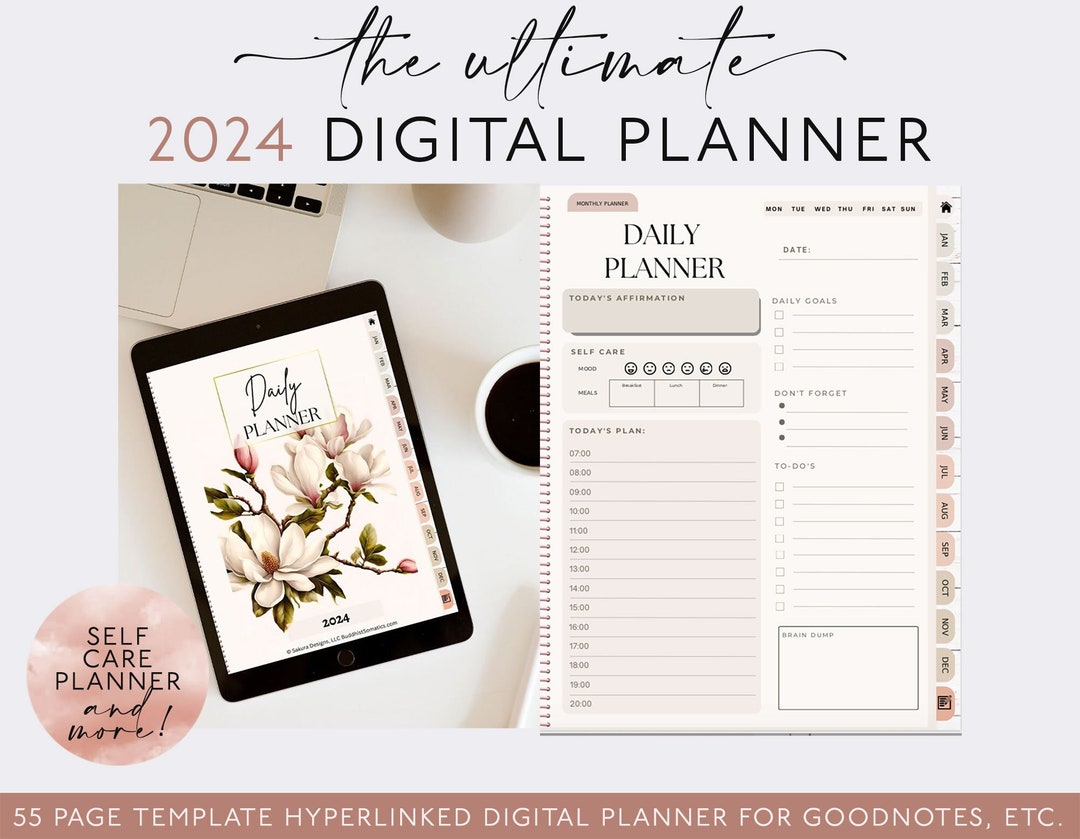 The Ultimate 2024 Hyperlinked Digital Planner Magnolia Blossom - Etsy