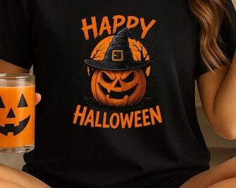 Vintage Halloween Pumpkin PNG: Witch Hat Jack O' Lantern Clipart (Digital Download)