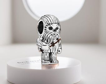 Amuleto de Chewbacca, cuenta de plata con personaje de fantasía