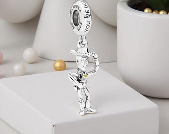 Charm colgante de plata de Toy Story Woody Charm de plata de ley del Sheriff Woody