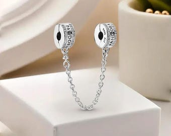 Nuevo dije de clip de cadena de seguridad, cadena larga de plata de 5 cm, dijes de pulsera para ella.