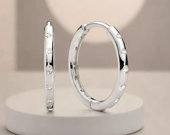 Pendientes de aro con gotas brillantes, pendientes circulares con puntos brillantes, joyería de plata para mujer, marca NUEVA