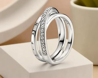Anillo cruzado de plata, anillo de triple banda, anillo de plata trenzado, anillo entrelazado, anillo de mujer, regalo para ella