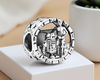 Charm calado de C-3PO y R2-D2 en plata de ley