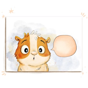 Postal “Metti Guinea Pig” - tarjeta de felicitación animal, ilustración, conejillo de indias, papelería con animales, decoración de animales para niños, dicho, tarjeta coleccionable
