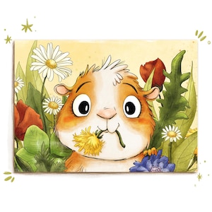 Biglietto “Metti Guinea Pig” – Il simpatico Metti come cartolina, biglietto di auguri o biglietto da collezione per gli amanti dei porcellini d’India e i fan dei Metti. Disegnato a mano