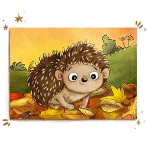 Carte postale « petit hérisson » - carte de vœux avec animaux, illustration, voeux d'anniversaire, dessinés à la main, papeterie avec animaux, décorations d'animaux pour enfants, carte de collection
