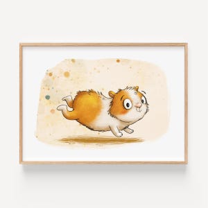 Metti Meerschwein - Poster A4/A3, Kinderzimmer, Meerschweinchen, Tierposter, Tierillustration, Wandbild Meerschwein, Illustration, Geschenk
