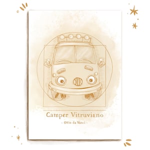 Postkarte „Camper Otto“ - Grußkarte Auto Bus, Illustration, handgezeichnet, Papeterie,Camper Kinder, Sammelkarte, Vanlife, Van