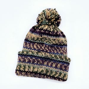 Multicolored Beanie with PomPom adult or teen hat
