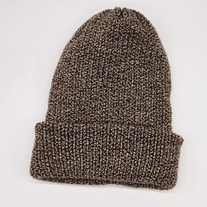 Brown Cream Beanie Hat adult or teen