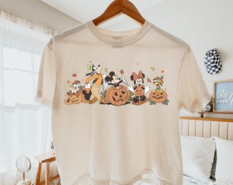Comfort Colors® Retro Mickey And Friends Halloween Party 2026 Boxy Tee Shirt, Disney Halloween Boxy Tee, y2k crop shirt, Halloween Crop Tee