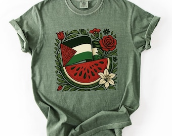 Comfort Colors Tee Shirt Solidarity Palestine, Save Gaza, Color Design Palestinian Flag Watermelon Symbol Freedom, Stand With Palestine.