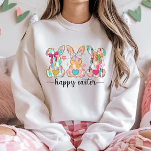 Watercolor Bunny Sweatshirt, Happy Easter Shirt, Colorful Rabbit Shirt, Easter Day T-Shirt, Funny Easter Tee, Easter Rabbit Tee, No Glitter.
