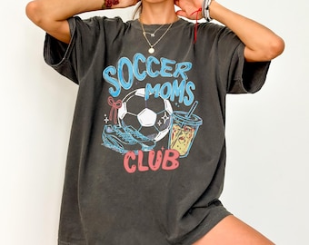 Soccer Moms Club Comfort Colors® T-Shirt, Gameday Doodle Soccer Tee, Trendy Women's Soccer Shirt, Sports Mom Shirt, Game Day Tee