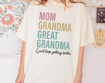 Comfort Colors® Mom Grandma Great-Grandma Shirt, Pregnancy Announcement, Gift For Great-Grandma, Baby Reveal To Family, Mother's Day Gift.
